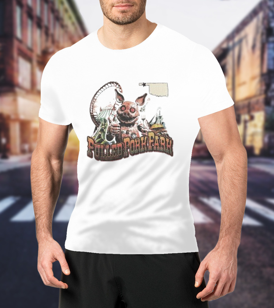 Pulled Pork Park Hivemind Roller Coaster Oklahoma Pig Carnival T-Shirt