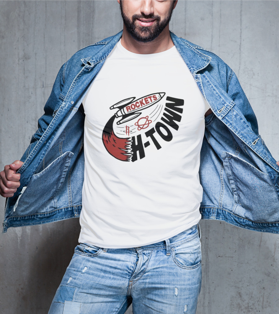 Houston Rockets H-Town Rocketship Orbit T-Shirt