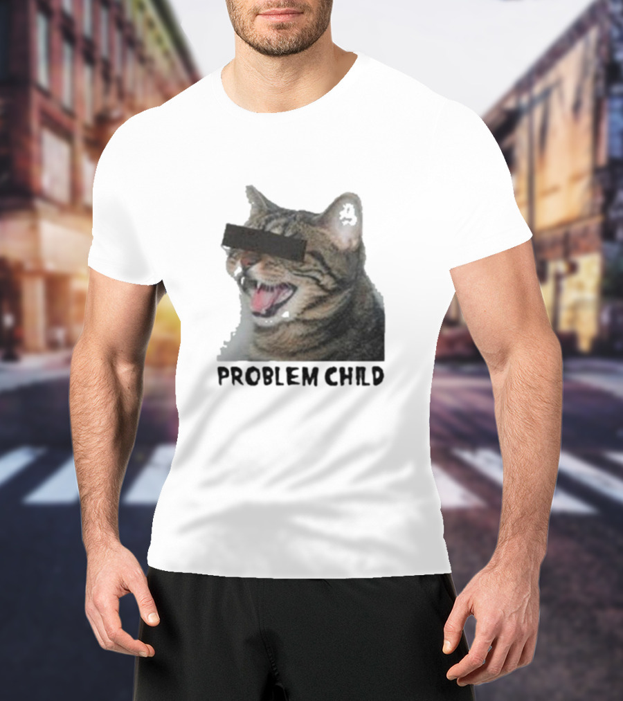 PROBLEM CHILD Cat Meme Censored Face T-Shirt