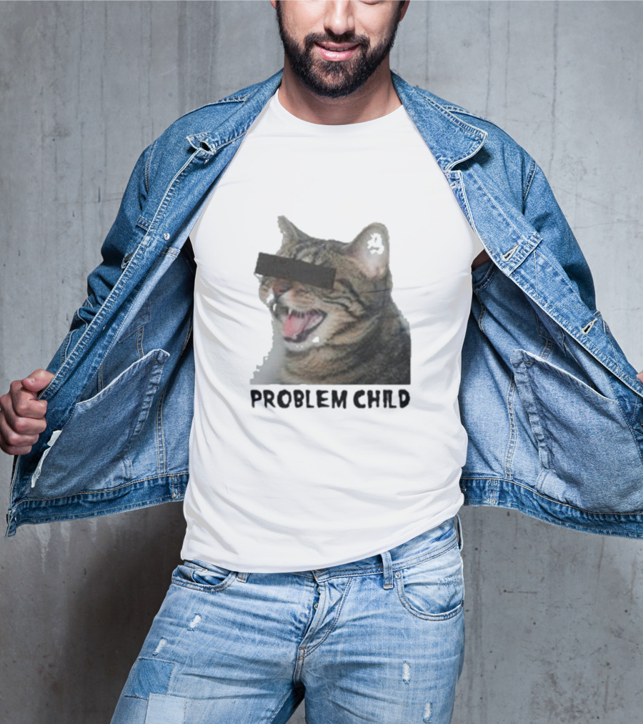 PROBLEM CHILD Cat Meme Censored Face T-Shirt