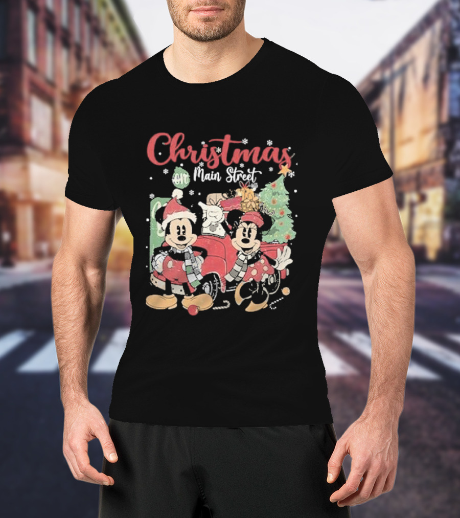 Christmas On Main Street With Mickey And Minnie Disney Holiday T-Shirt