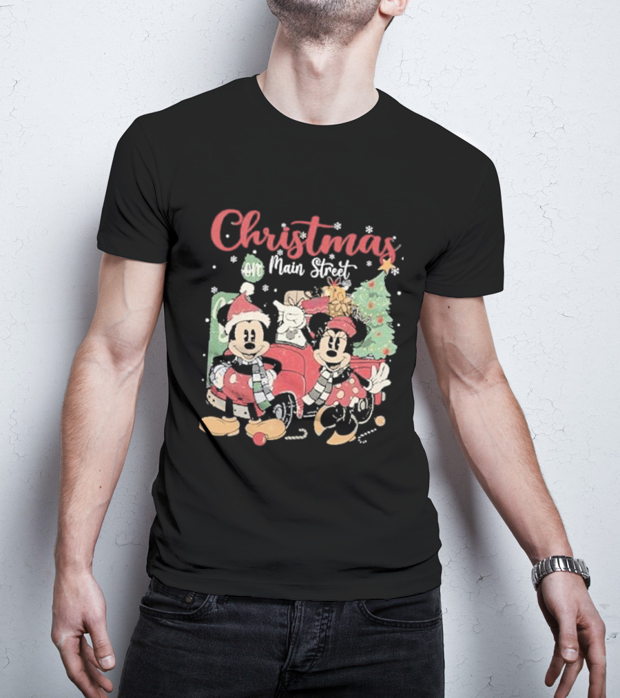 Christmas On Main Street With Mickey And Minnie Disney Holiday T-Shirt
