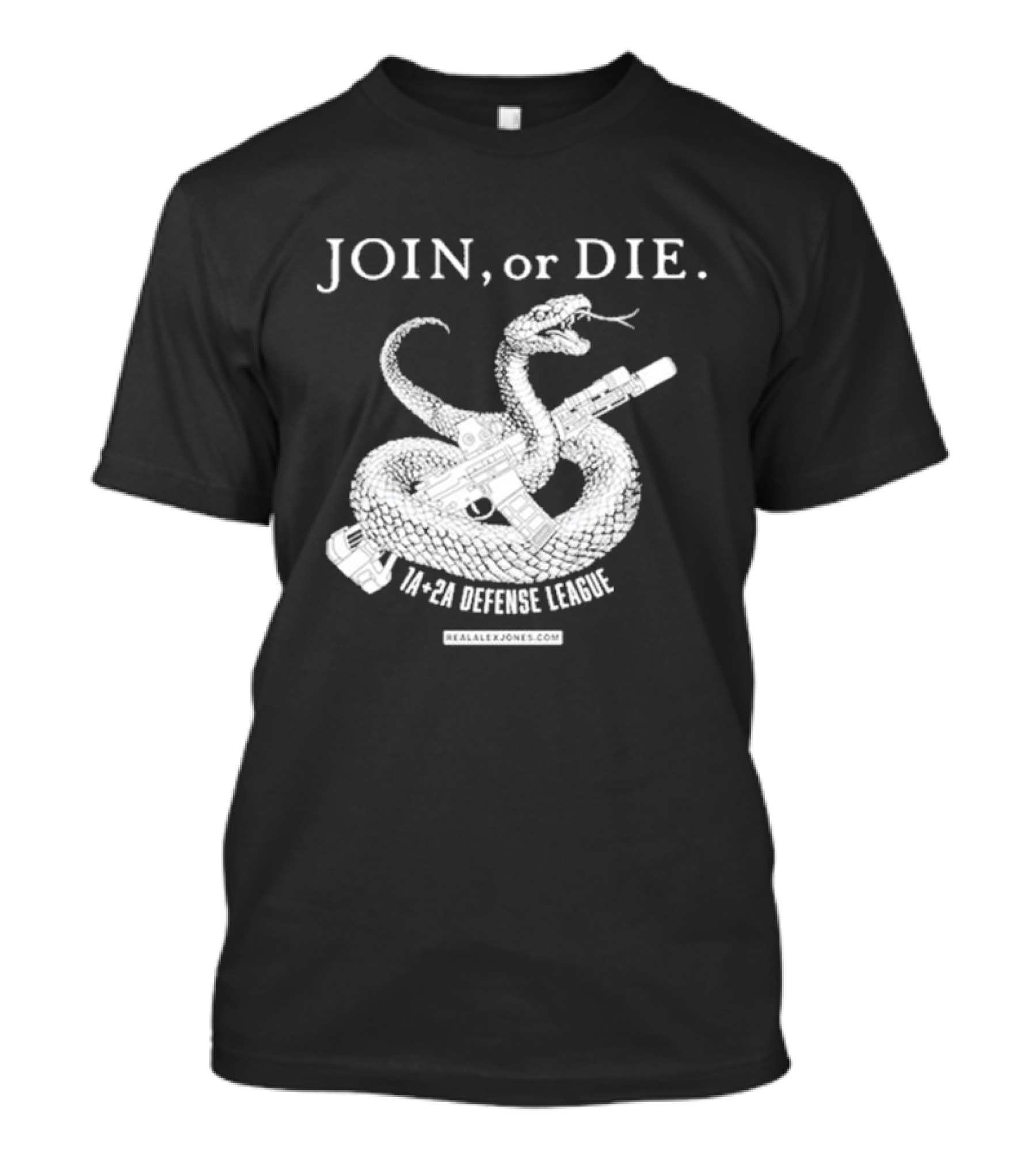 Join Or Die 1A + 2A Defense League Snake Rifle RealAlexJones T-Shirt