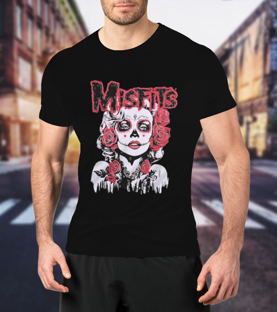 Misfits Dia De Los Muertos Iconic Star With Roses T-Shirt