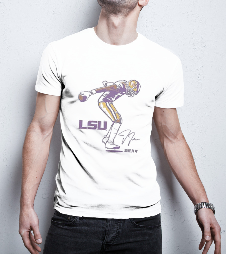 LSU Tigers Justin Jefferson NFL Superstar Pose Signature T-Shirt