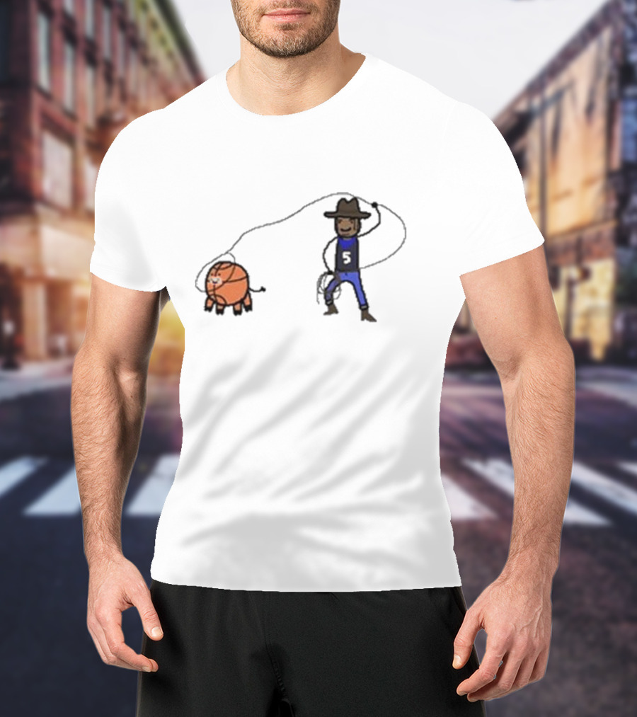 Paint Paolo Ranch-Ero Basketball Cowboy With Number Five T-Shirt