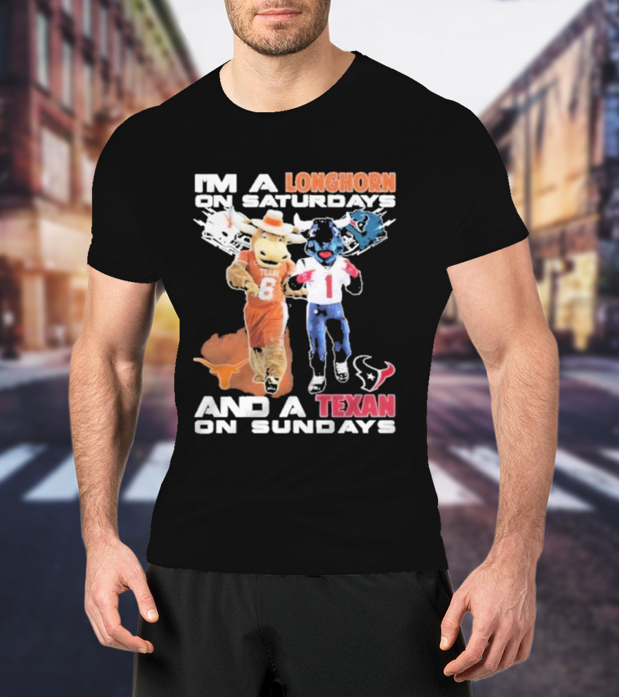 Longhorn On Saturdays Texan On Sundays Football Fan T-Shirt
