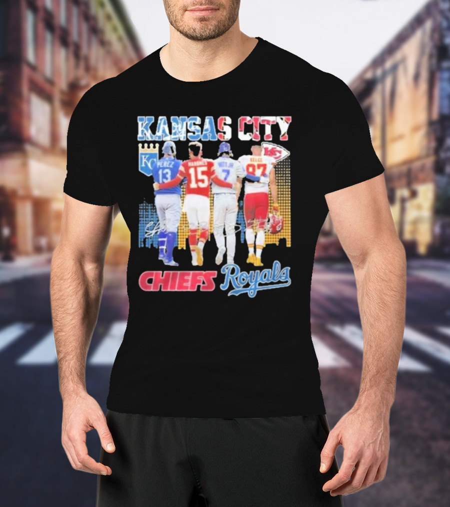 Kansas City Chiefs Royals Perez Mahomes Witt Jr Kelce T-Shirt
