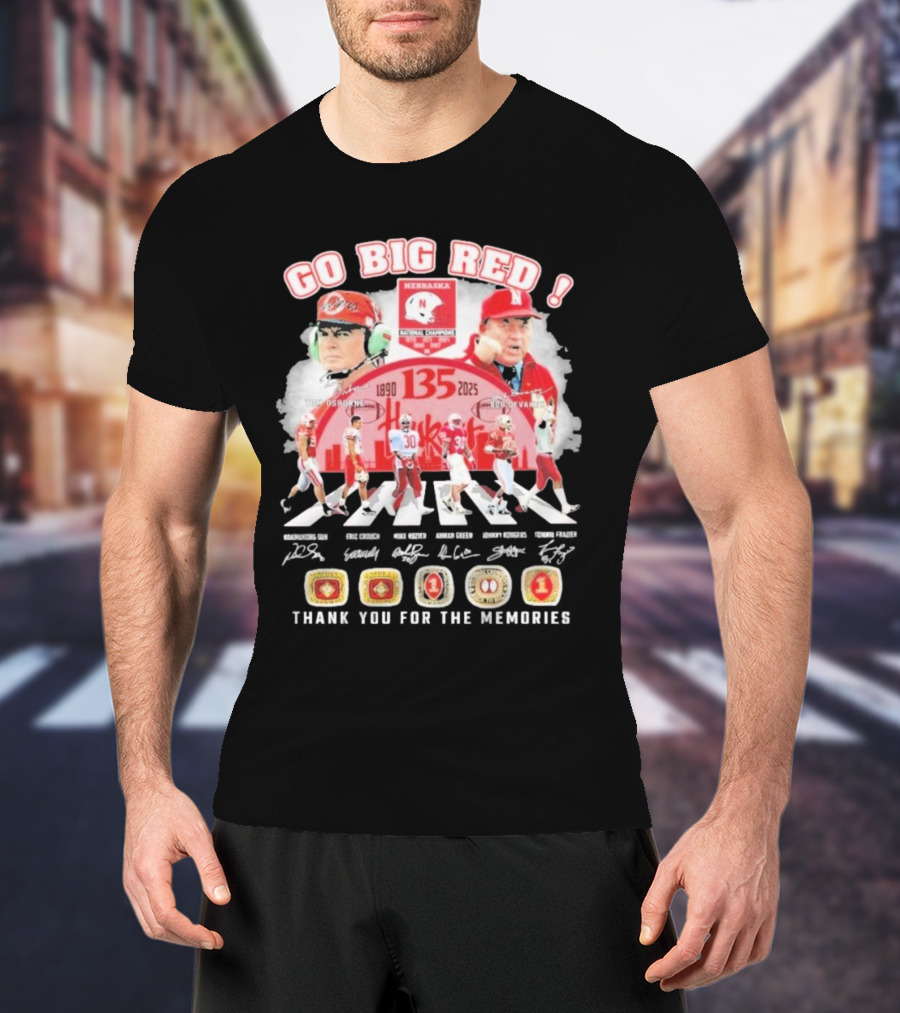 Go Big Red Nebraska Cornhuskers 135 Years 1890-2025 Thank You For The Memories T-Shirt