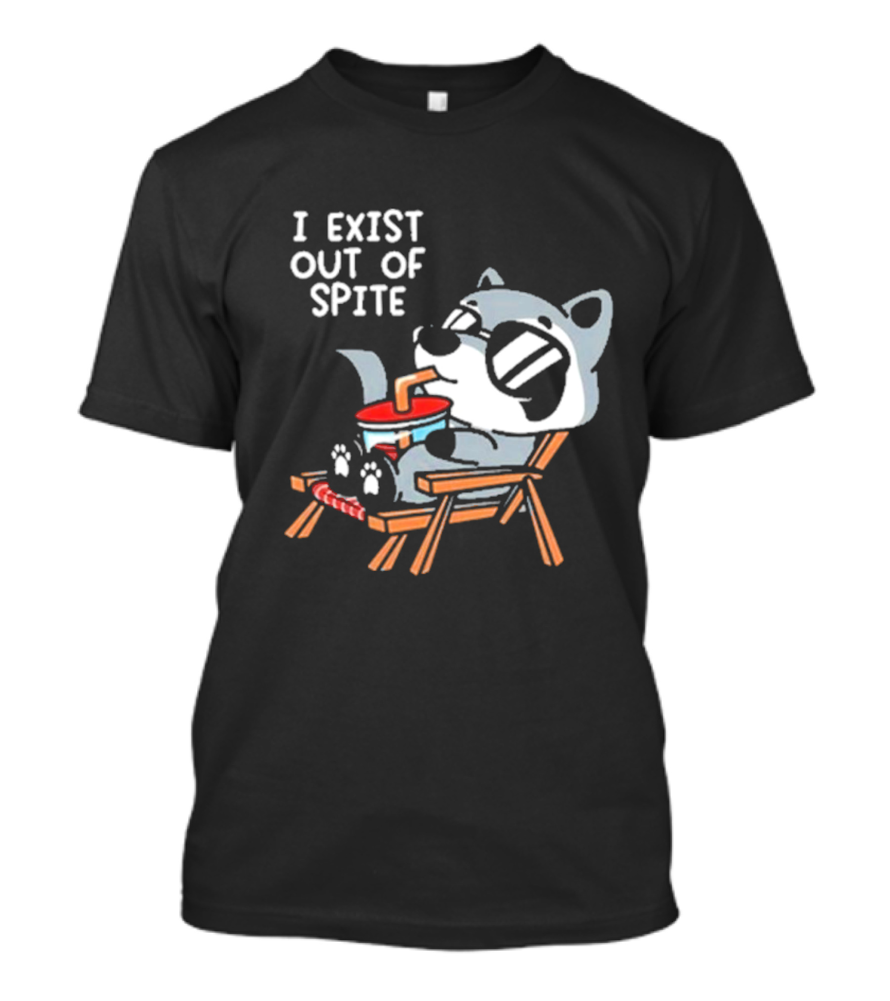 I Exist Out Of Spite Relaxing Raccoon With Sunglasses T-Shirt