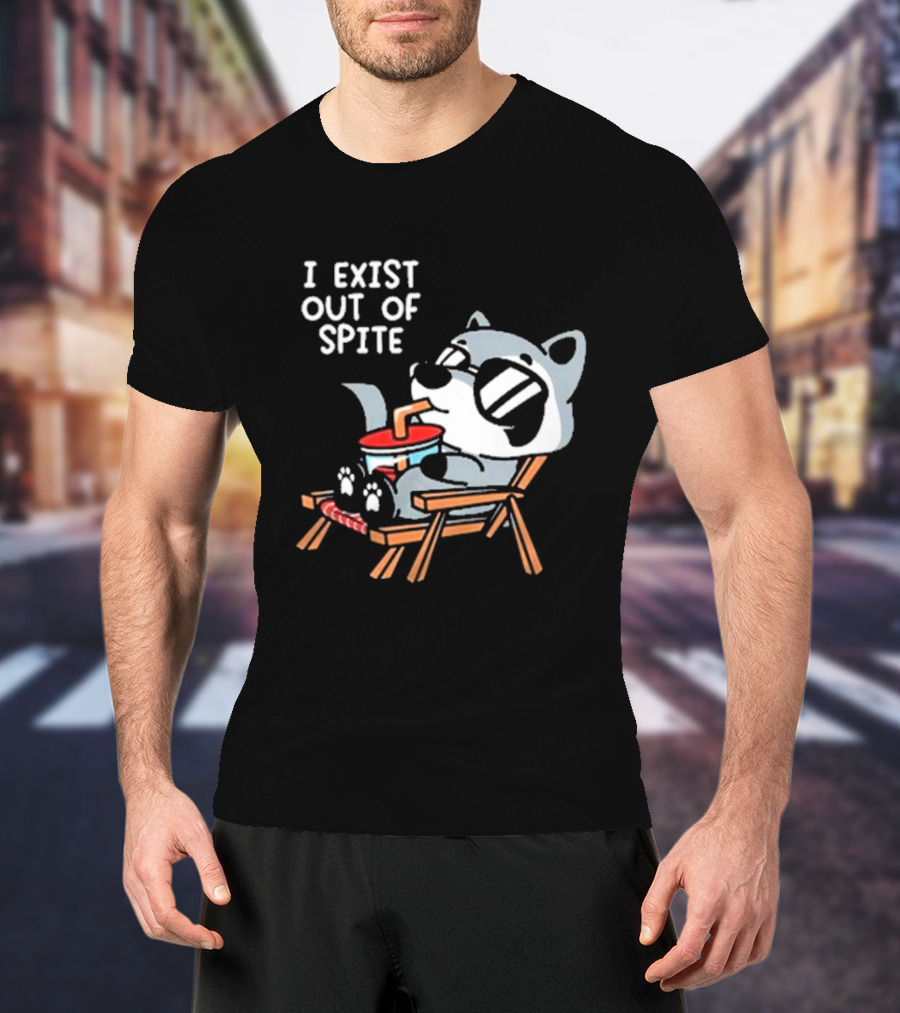 I Exist Out Of Spite Relaxing Raccoon With Sunglasses T-Shirt