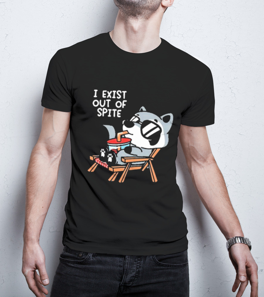 I Exist Out Of Spite Relaxing Raccoon With Sunglasses T-Shirt