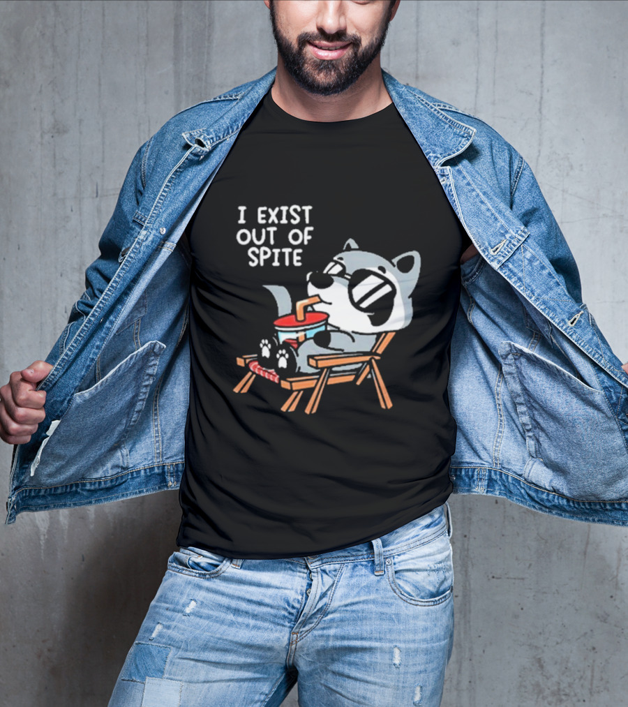 I Exist Out Of Spite Relaxing Raccoon With Sunglasses T-Shirt
