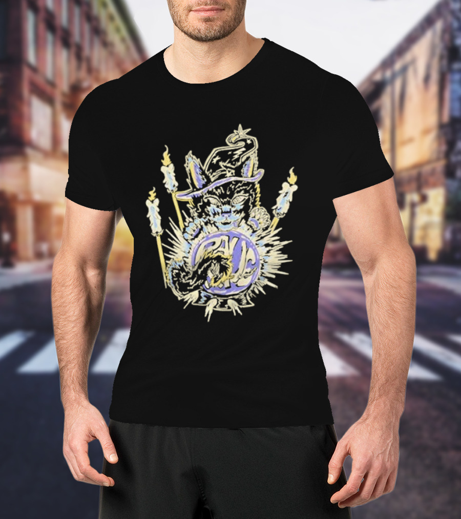 Shadow Wizard Karma Cat With Mystic Candles And Rave Sphere T-Shirt