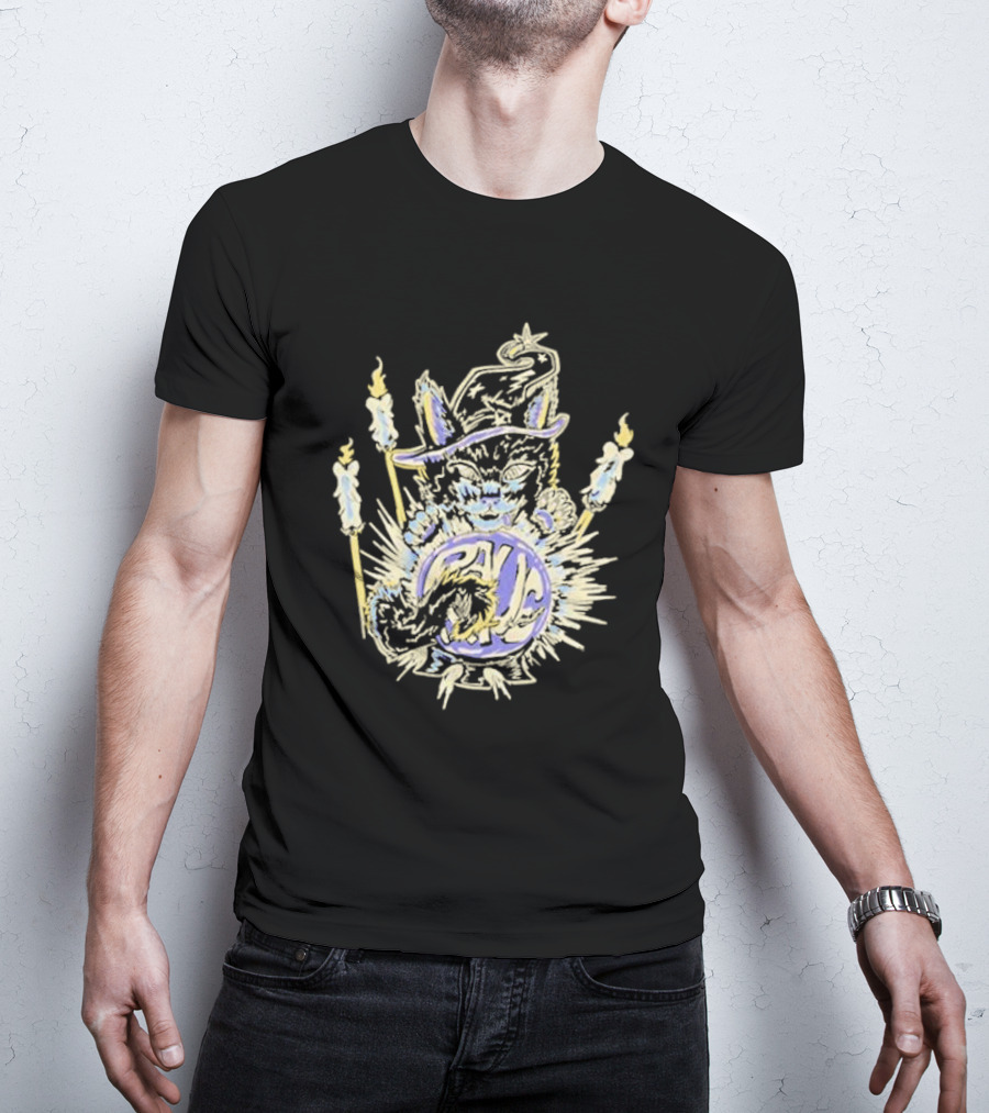 Shadow Wizard Karma Cat With Mystic Candles And Rave Sphere T-Shirt
