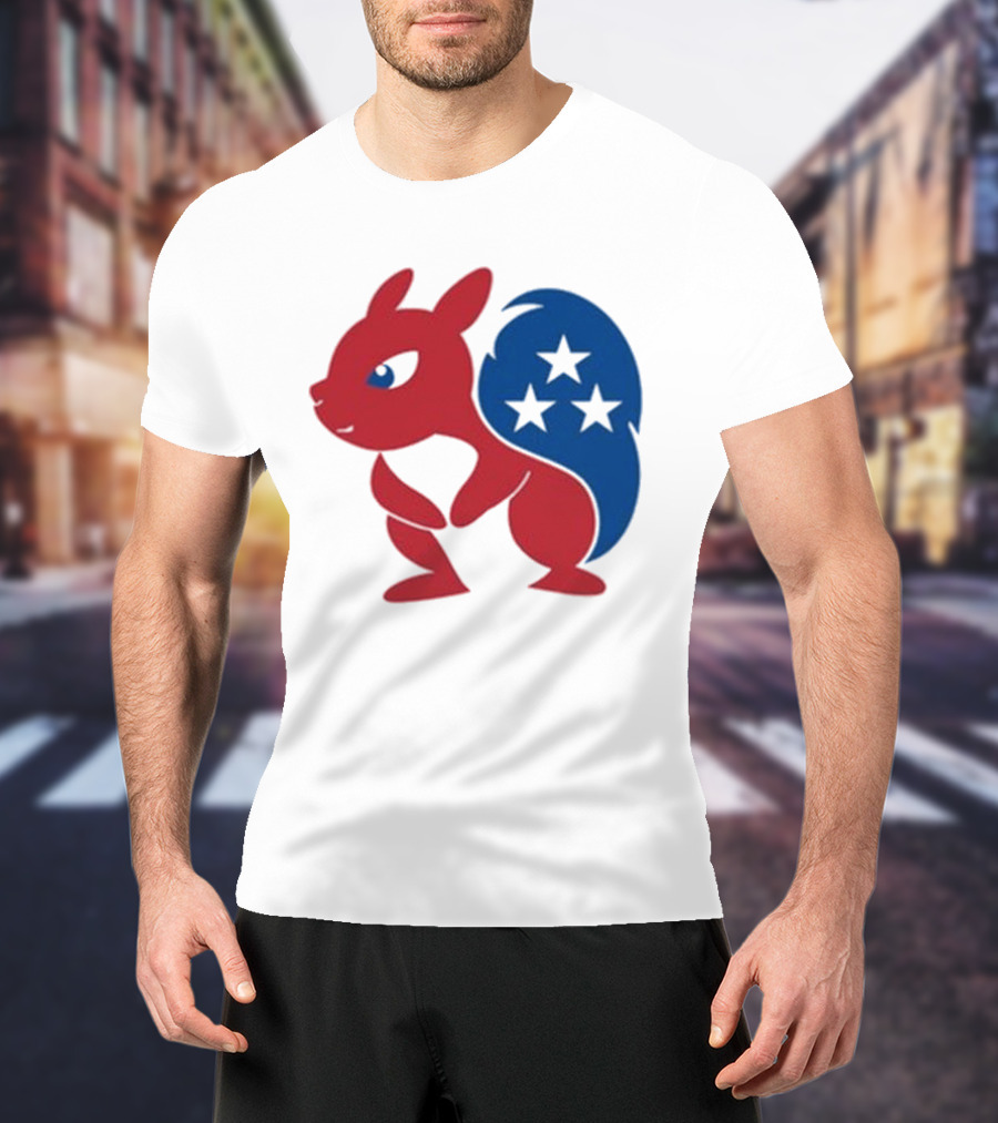 Squirrel Mascot With Stars And GOP Red White Blue T-Shirt
