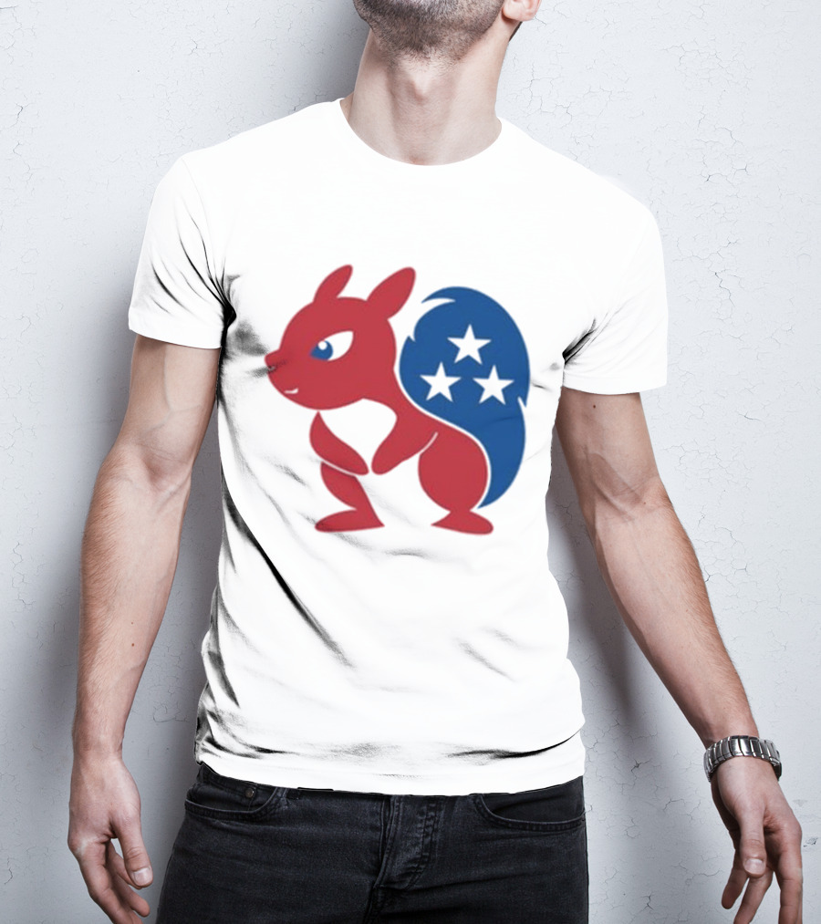 Squirrel Mascot With Stars And GOP Red White Blue T-Shirt