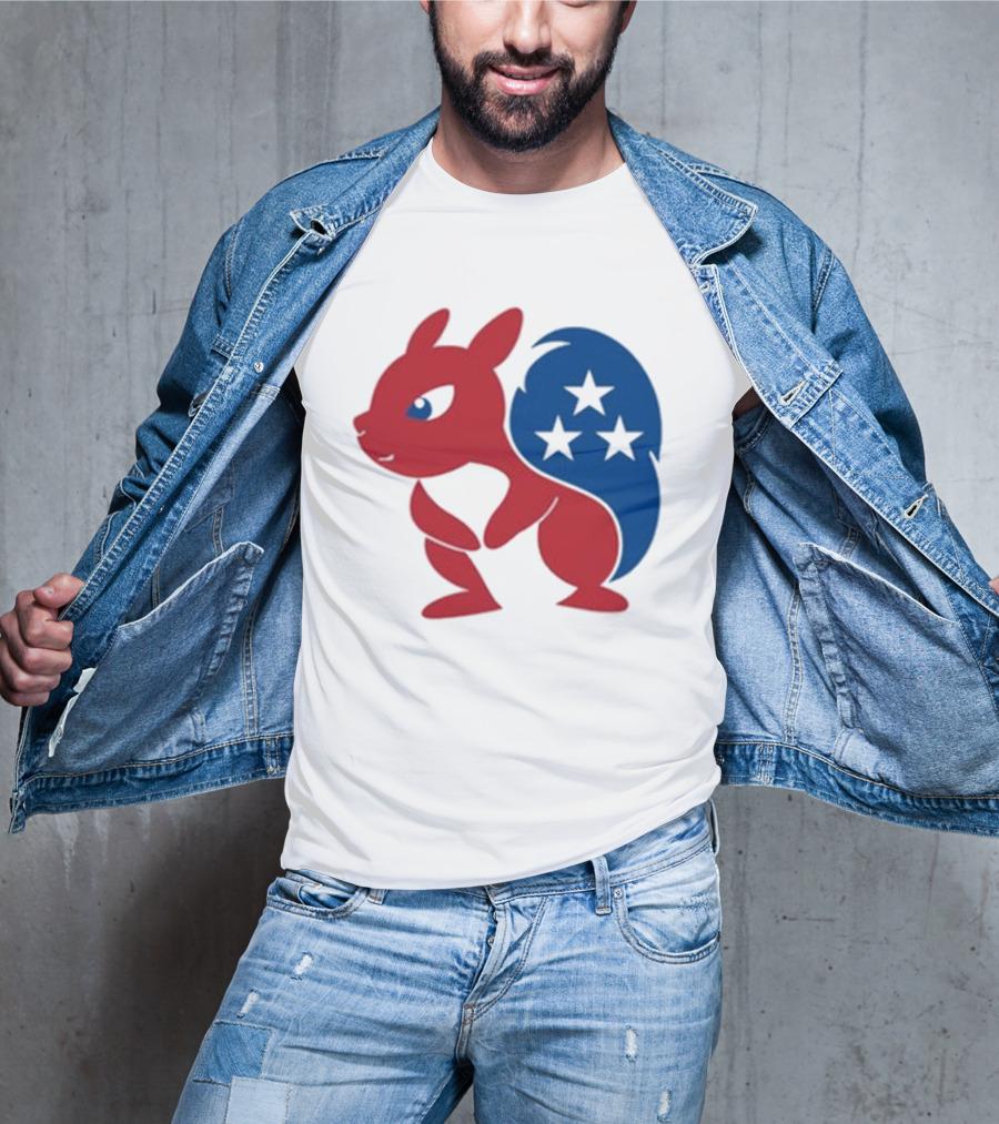 Squirrel Mascot With Stars And GOP Red White Blue T-Shirt