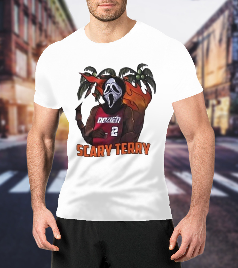 Scary Terry Rozier 2 Ghostface Basketball Tropical Flame Costume T-Shirt