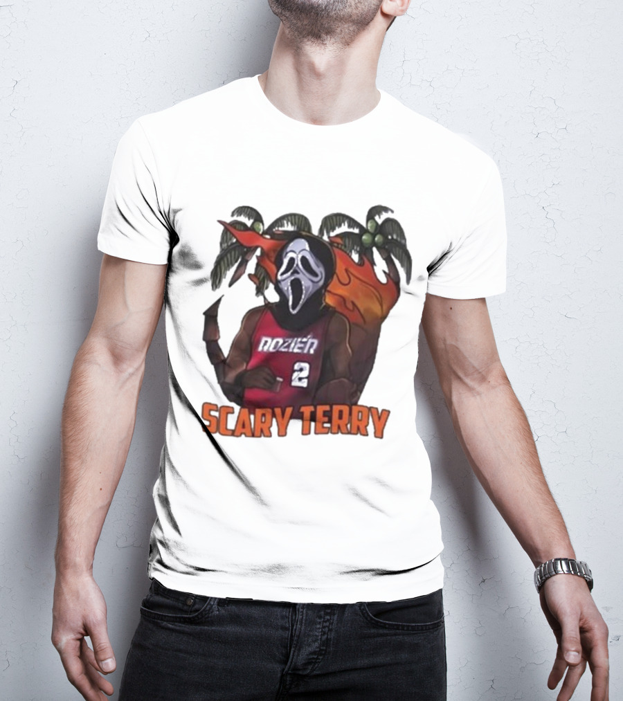 Scary Terry Rozier 2 Ghostface Basketball Tropical Flame Costume T-Shirt