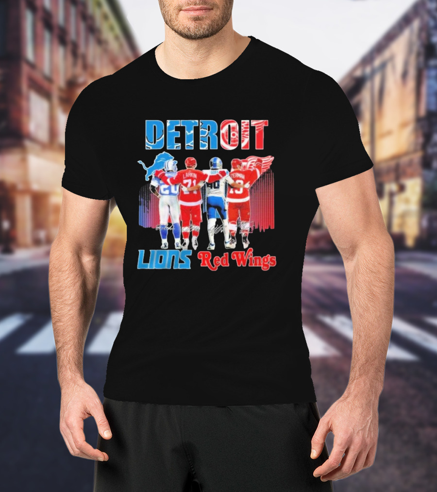 Detroit Lions Red Wings Legends Larkin Goff Yzerman T-Shirt