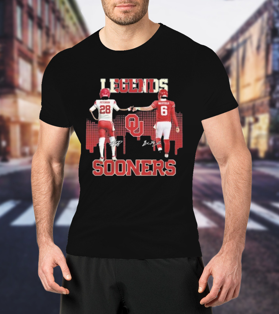 Legends Sooners Oklahoma Adrian Peterson Baker Mayfield T-Shirt