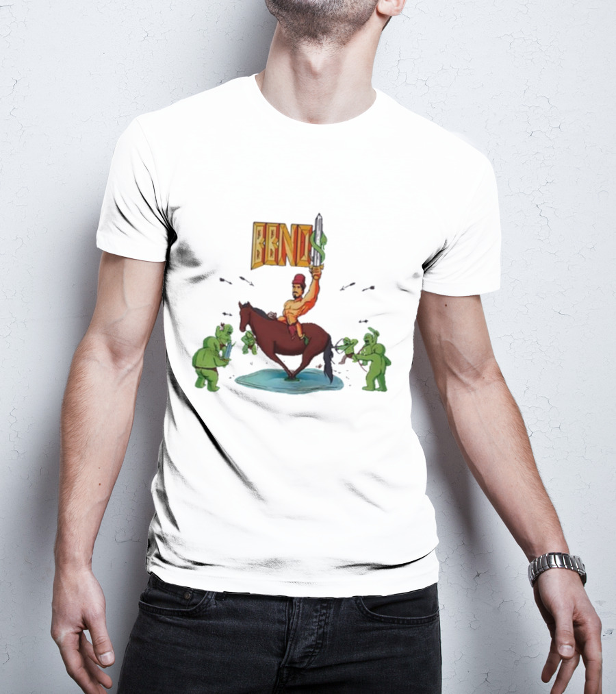 BBNo$ Sword Riding Horse Surrounded By Green Creatures T-Shirt