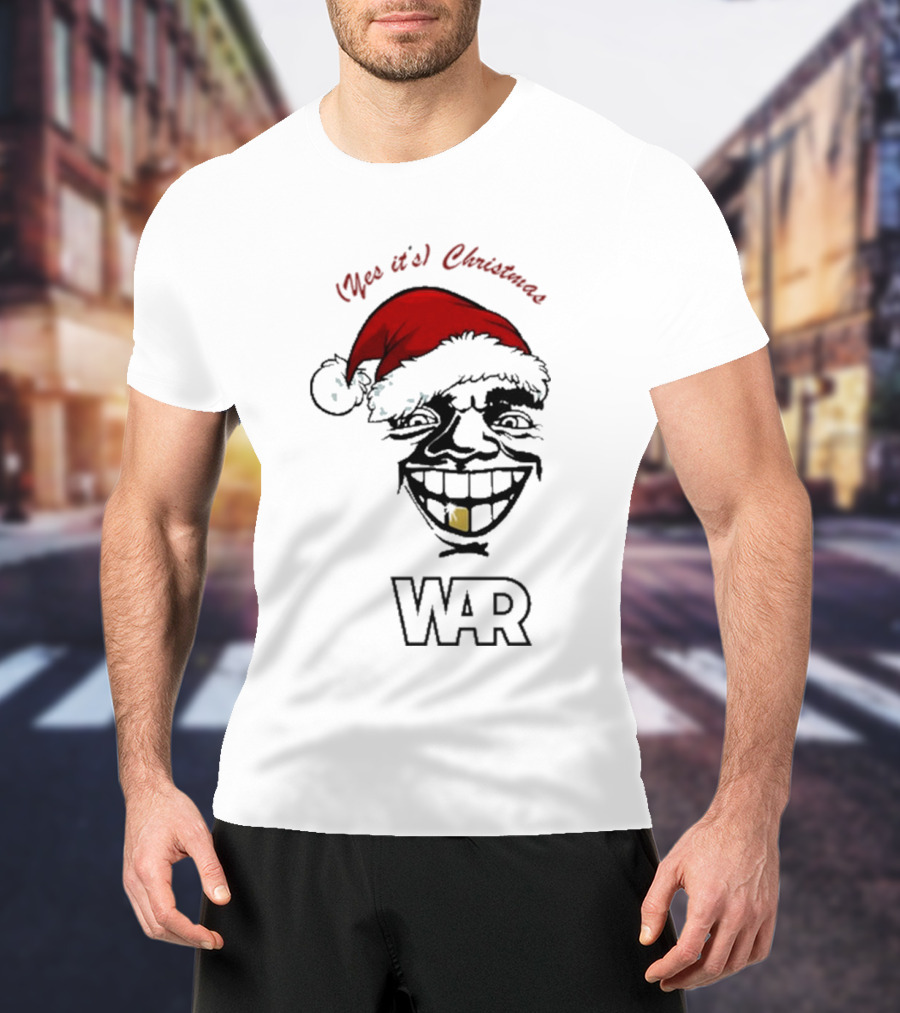 WAR Yes It’s Christmas Santa Grinning Face T-Shirt