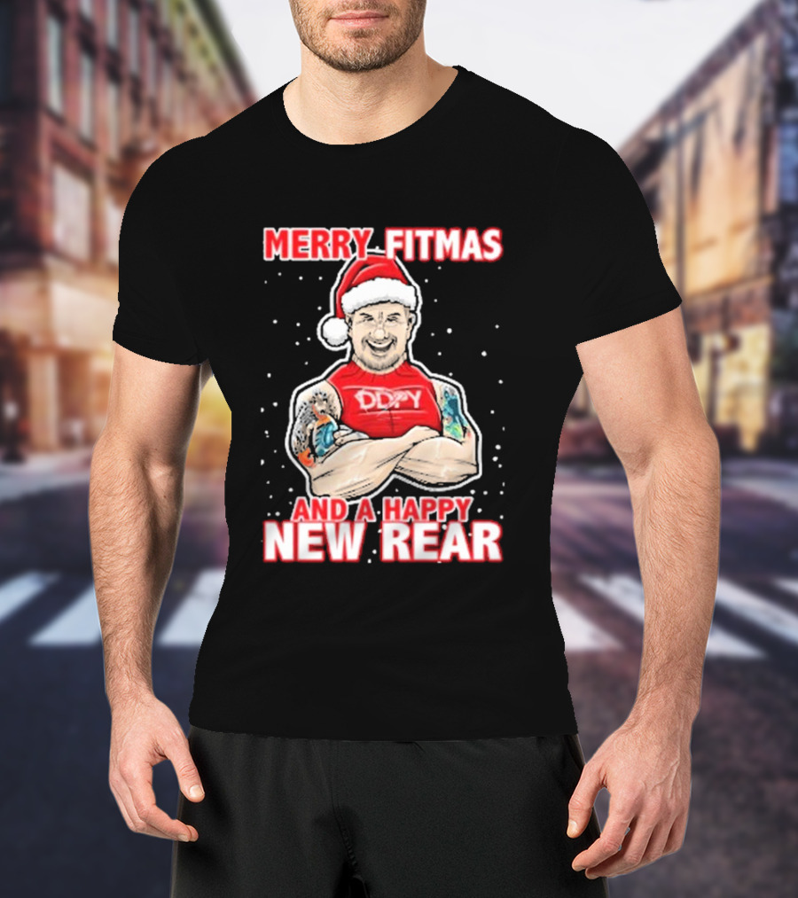 Merry Fitmas And A Happy New Rear DDPY Santa Hat Tattoos T-Shirt