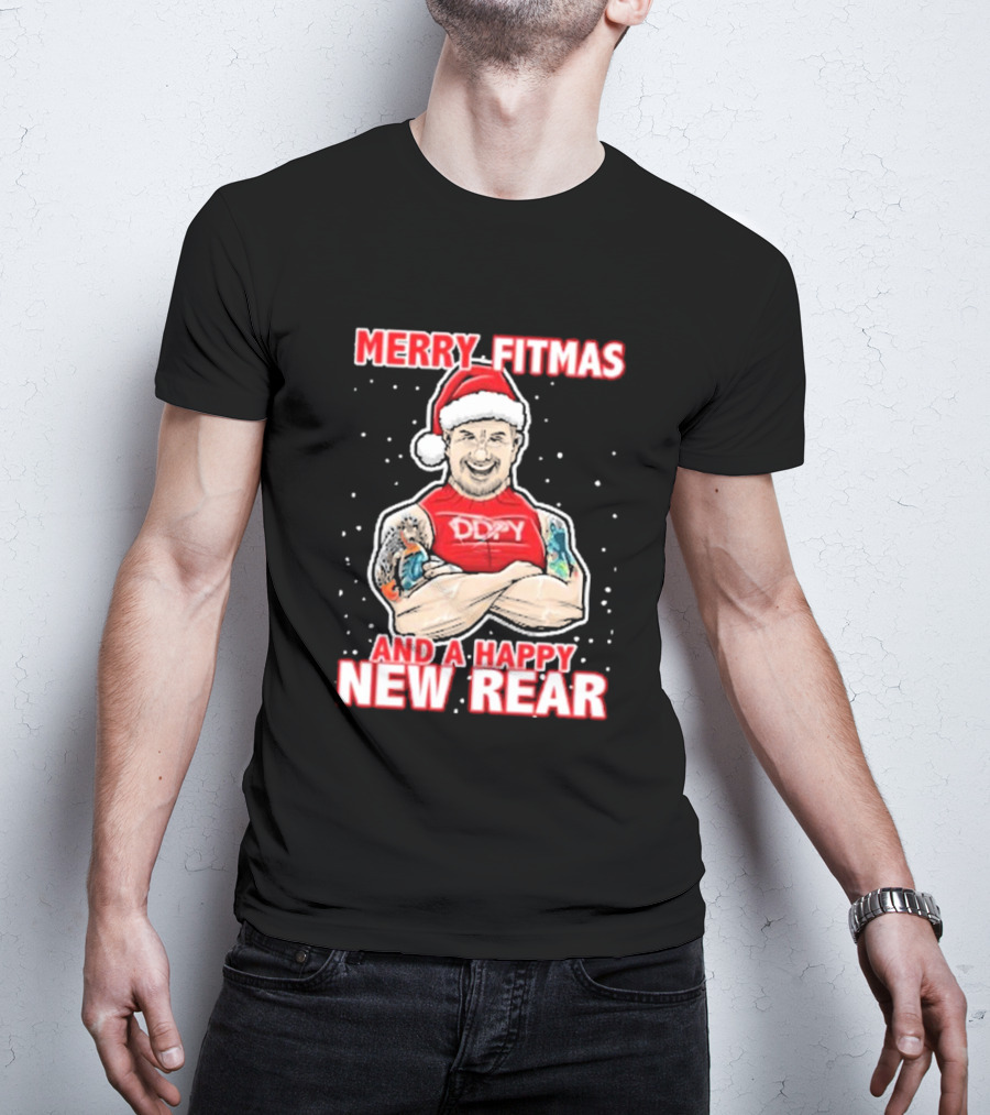Merry Fitmas And A Happy New Rear DDPY Santa Hat Tattoos T-Shirt