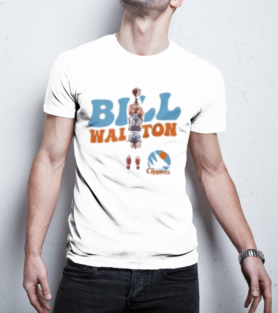 Bill Walton San Diego Clippers Basketball 70s Retro Style Logo And Player Action T-Shirt