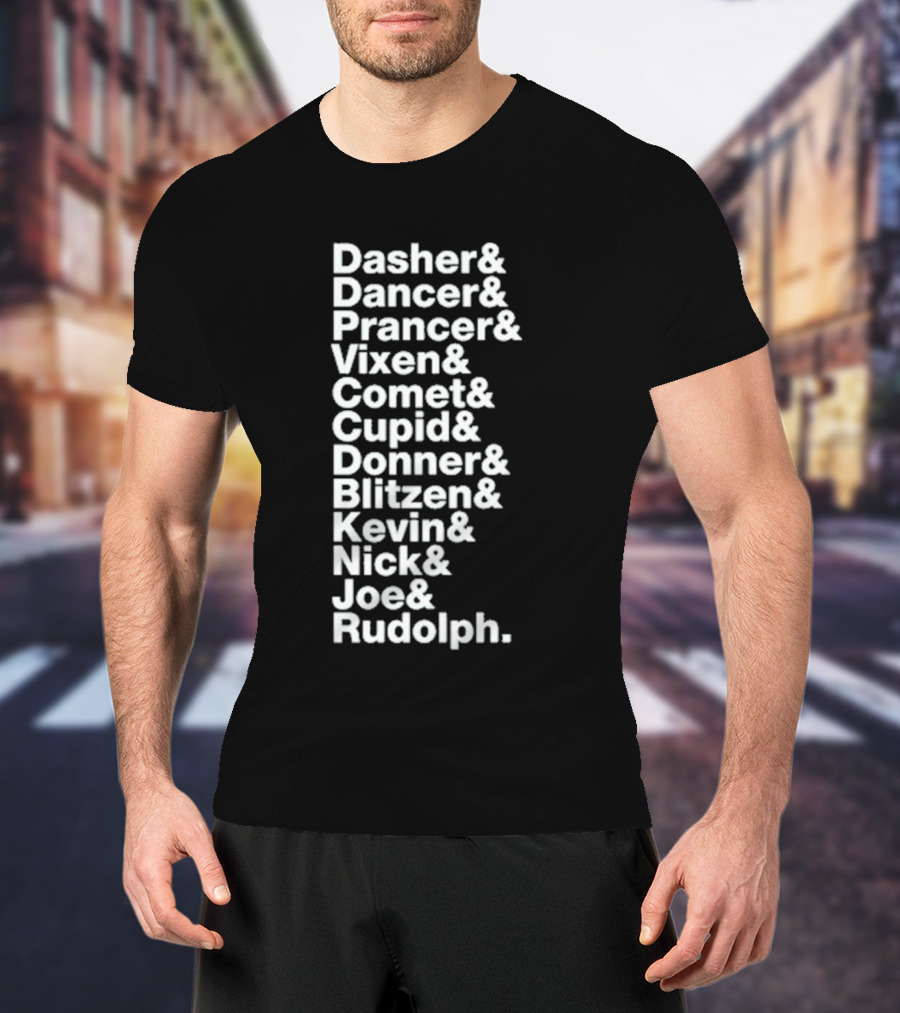 Reindeer X Jonas Brothers Kevin Nick Joe Green Playlist T-Shirt