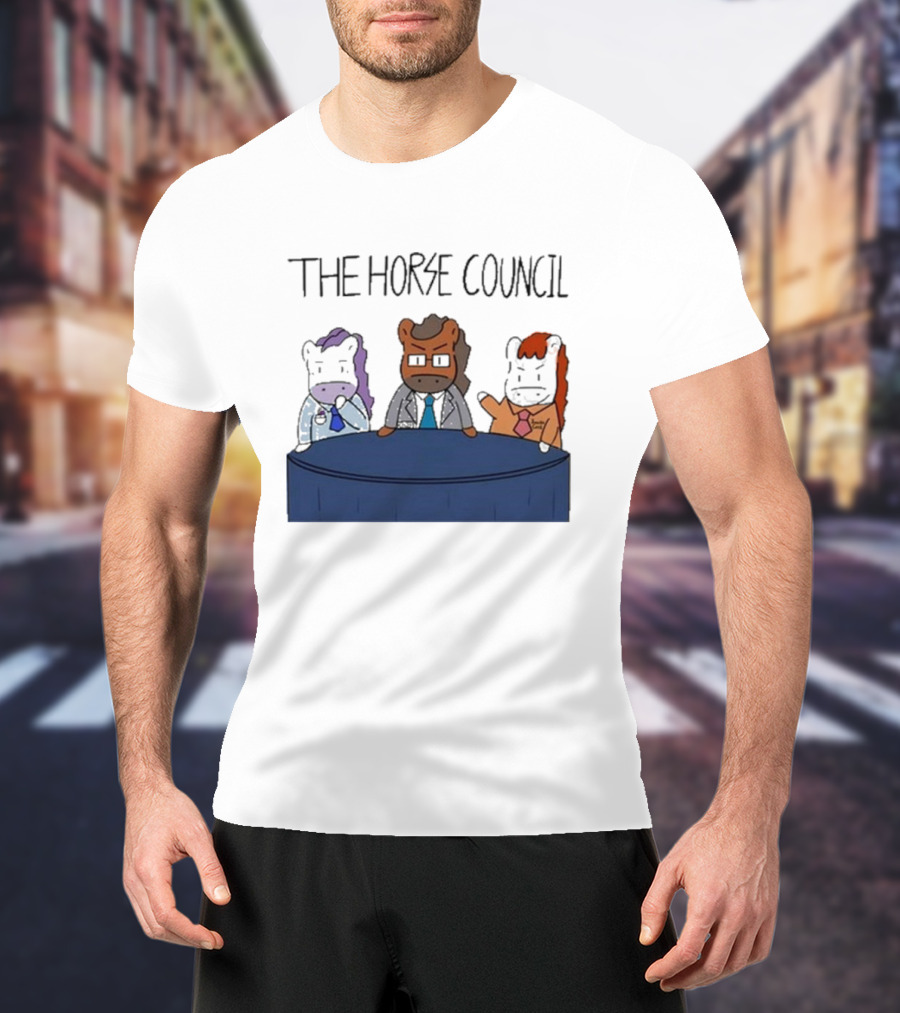 Jimothy Cool The Horse Council Cartoon Panel Meeting T-Shirt