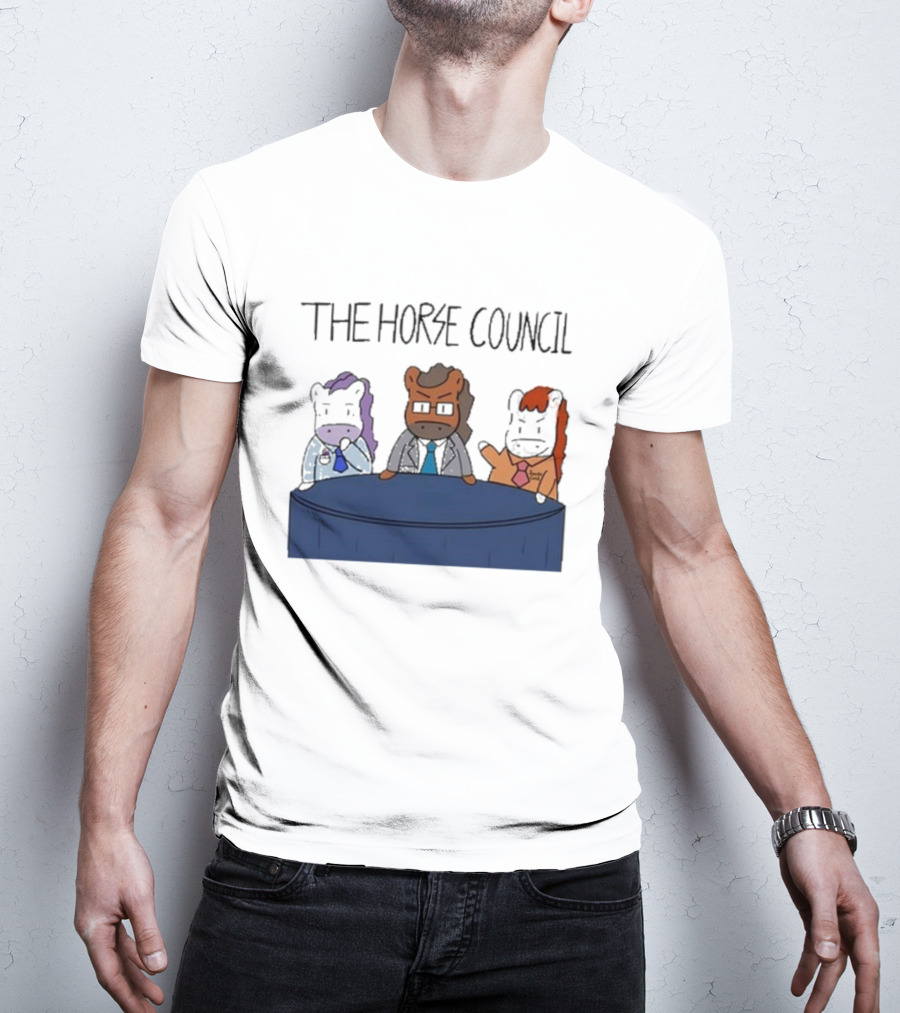 Jimothy Cool The Horse Council Cartoon Panel Meeting T-Shirt