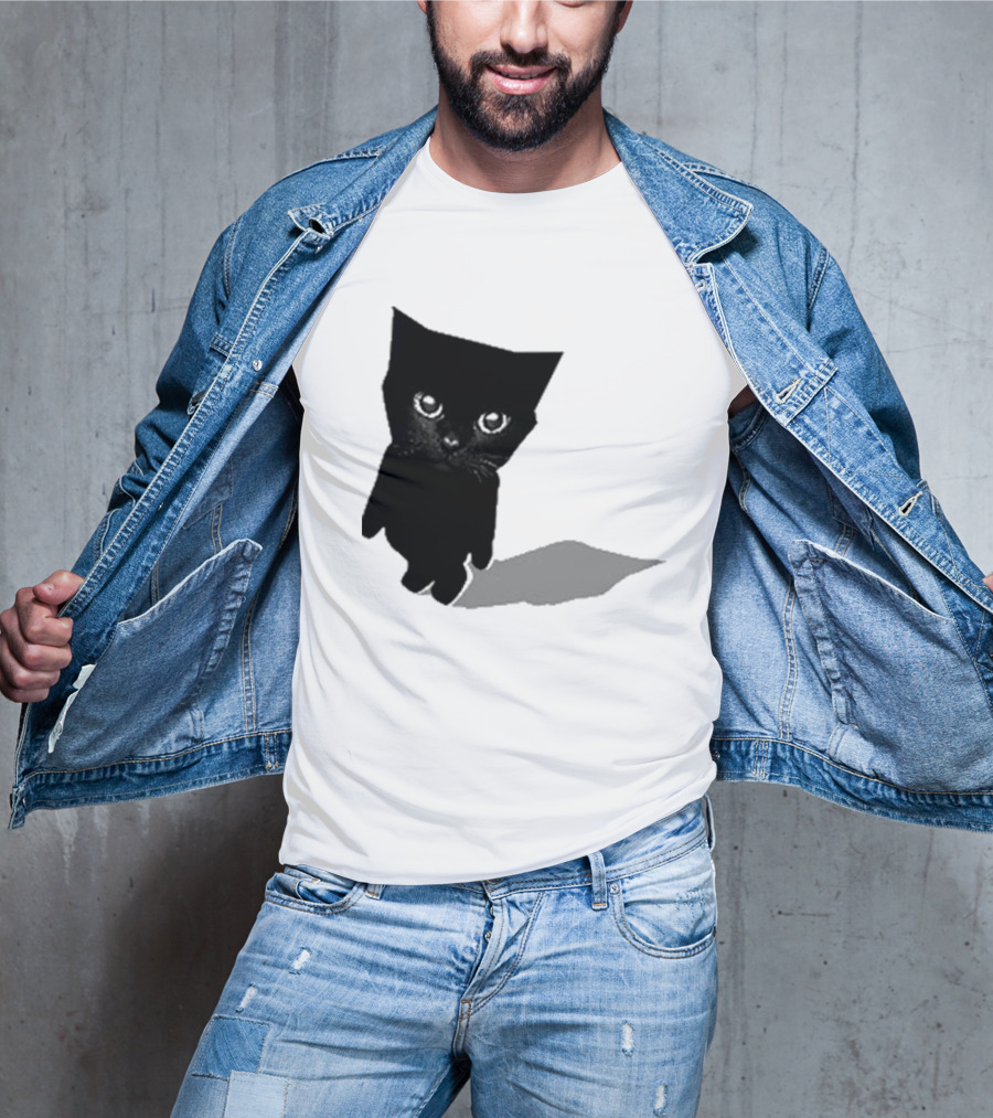 Sluj Art Bro Cute Black Cat Pixelated T-Shirt