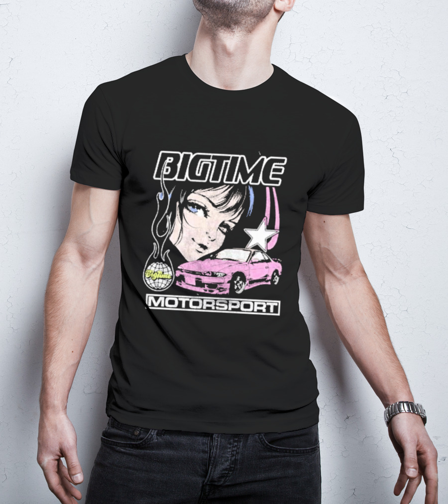 BIGTIME Motorsport Anime Car Girl Star T-Shirt