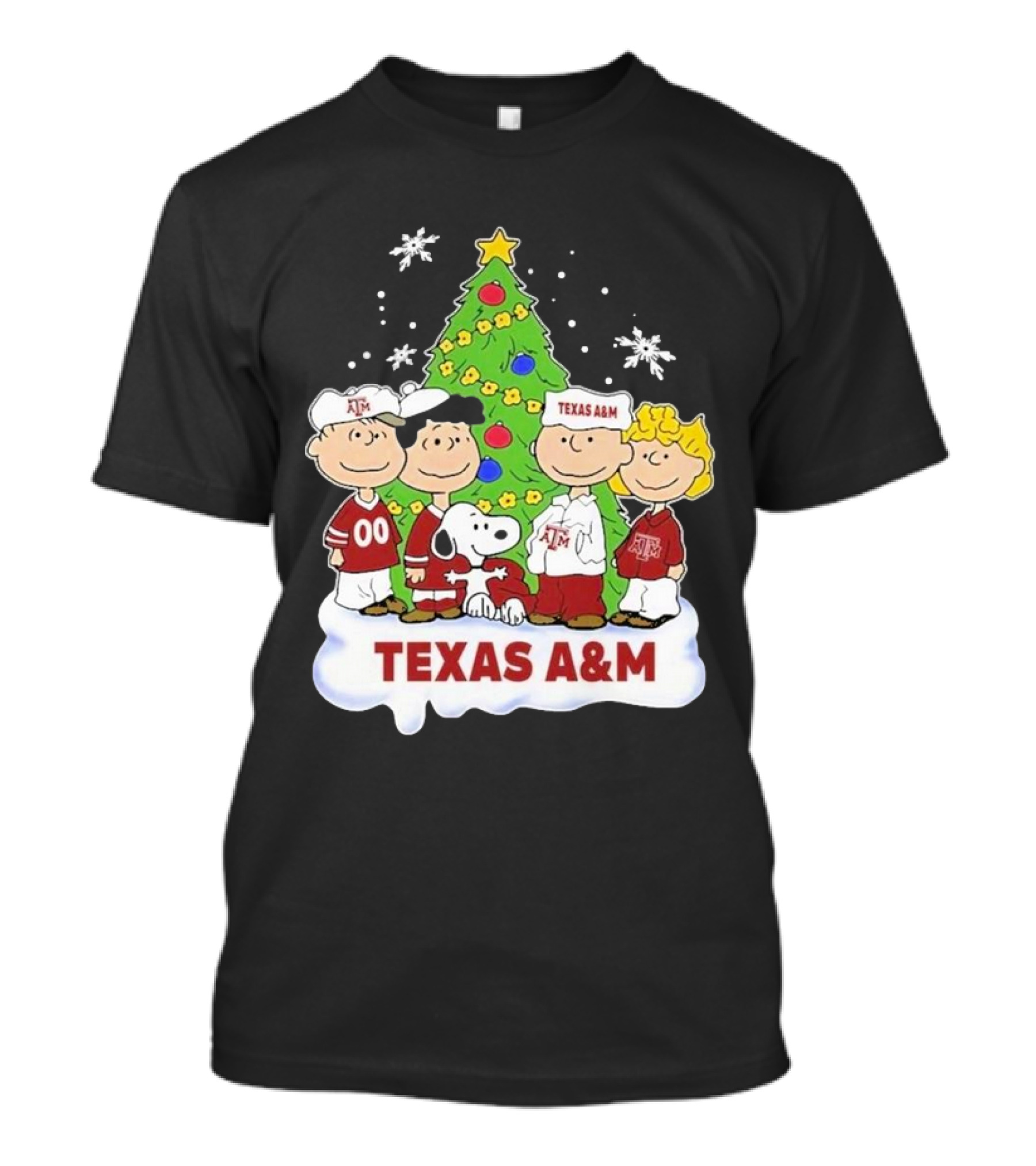 Texas A&M Aggies Christmas With Snoopy And Peanuts Characters T-Shirt