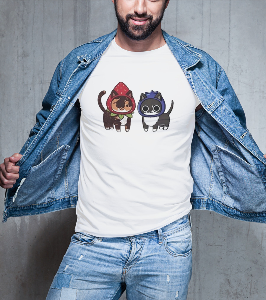 Biscuit And Muffin Fruit Cats In Strawberry And Blueberry Outfits T-Shirt