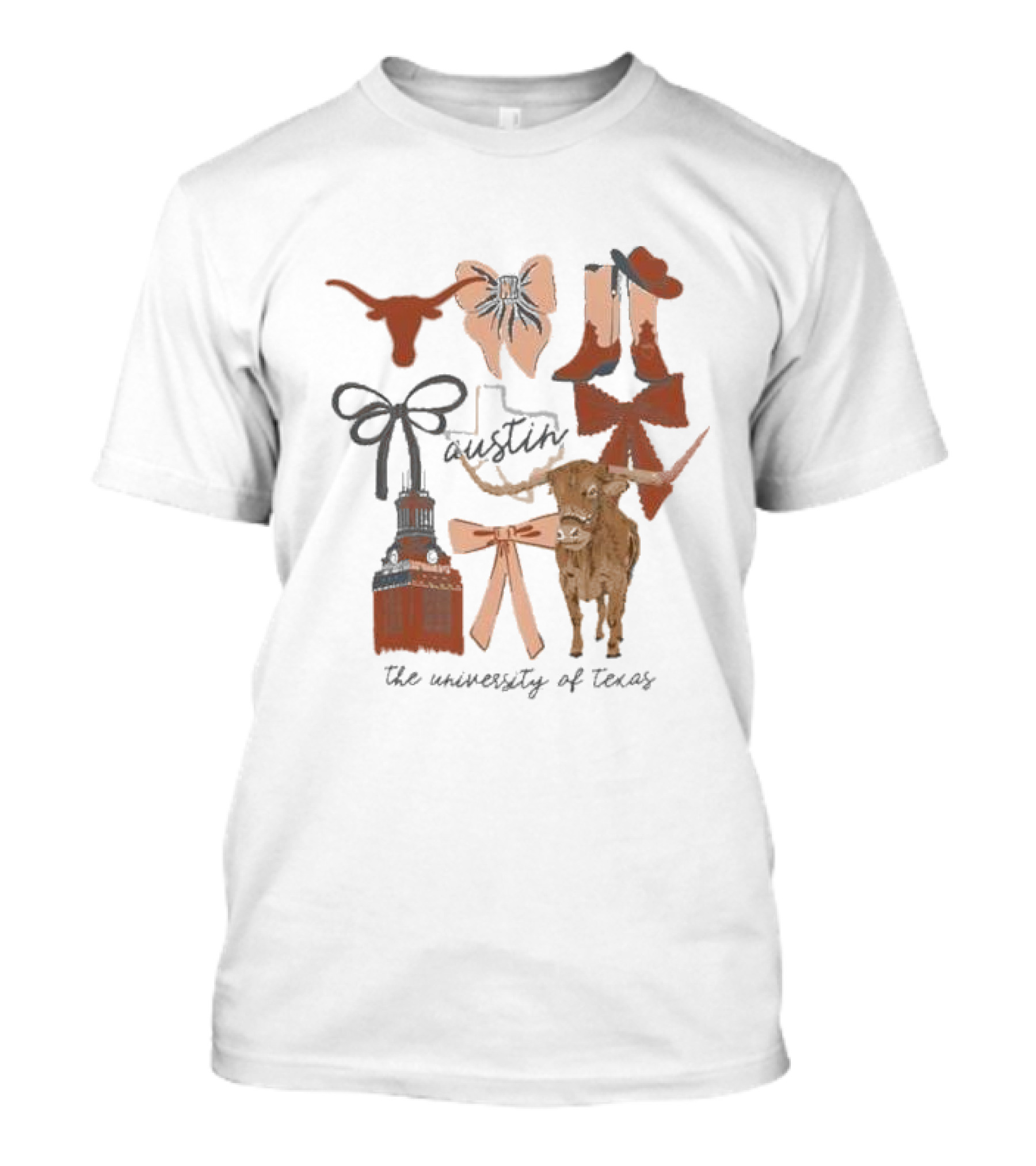 Austin Longhorns University Of Texas Icons And Symbols T-Shirt