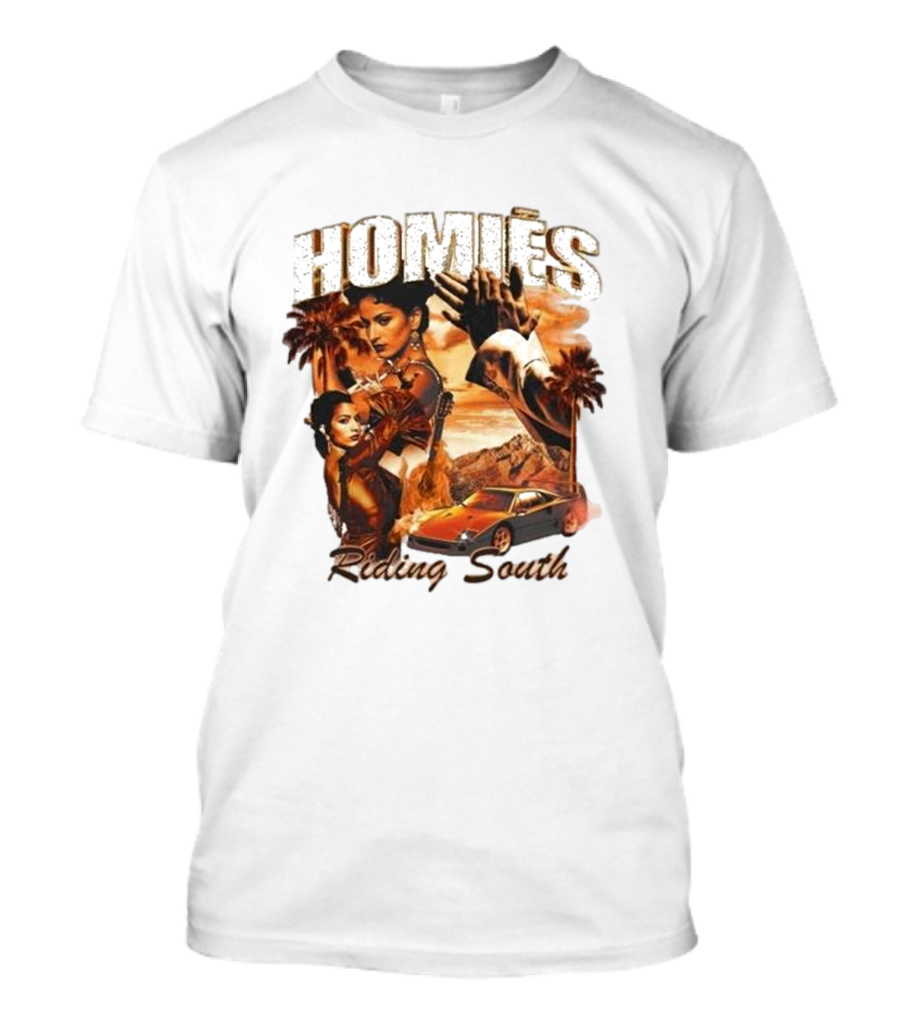 Homies Riding South Vintage Sunset Car Palms T-Shirt