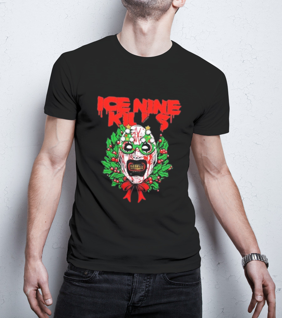 Ice Nine Kills Horror Christmas Wreath Mask T-Shirt
