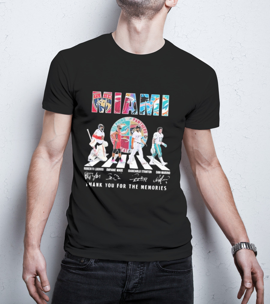Miami Dolphins Panthers Heat Marlins Marino Luongo Wade Stanton Thank You For The Memories T-Shirt