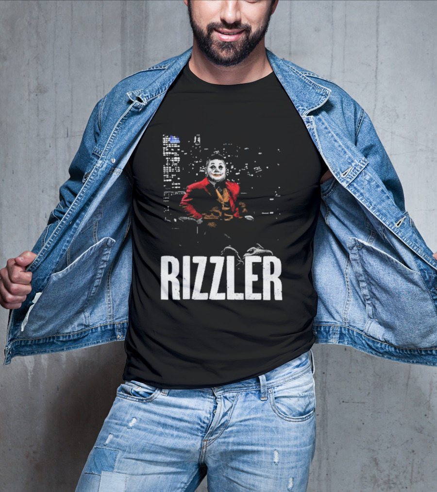 Rizzler Shitheadsteve Joker Style Cityscape Background T-Shirt