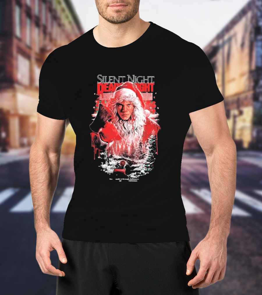 Silent Night Deadly Night Santa's Slay With Axe In Creepy Christmas Scene T-Shirt