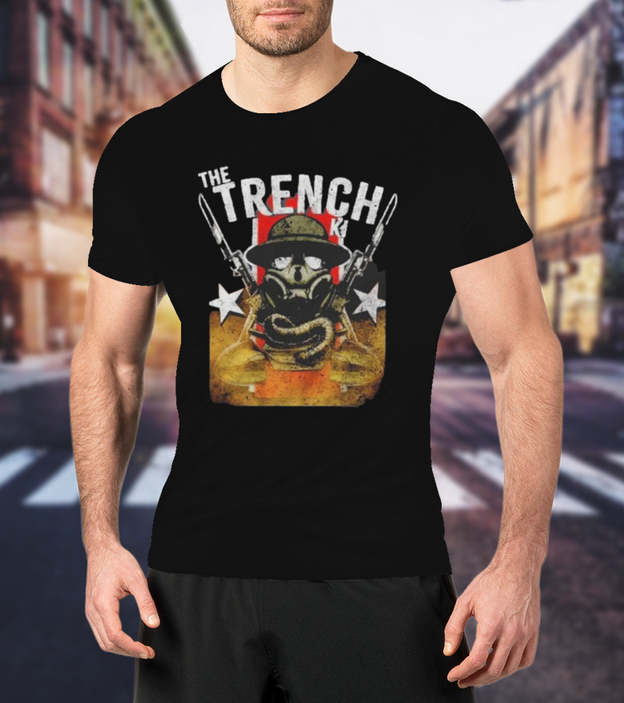 The Fat Electrician The Trench King Soldier Gas Mask Stars T-Shirt