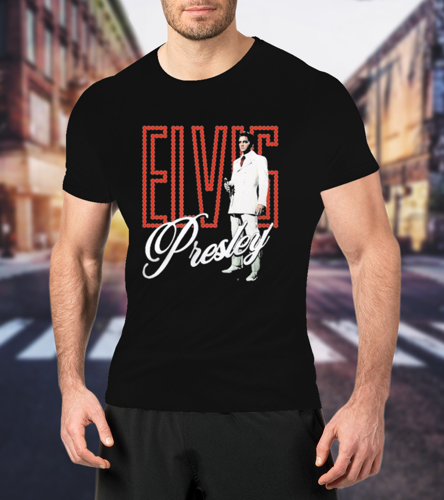 Elvis Presley White Suit Retro Lights T-Shirt