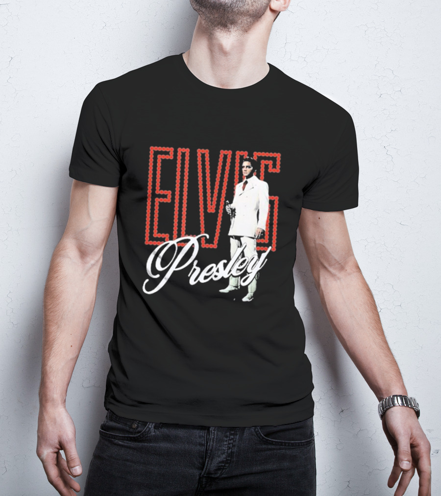 Elvis Presley White Suit Retro Lights T-Shirt