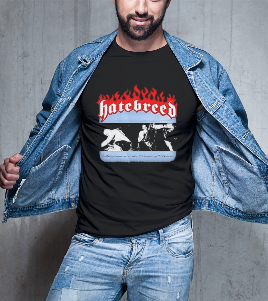 Hatebreed Flames Satisfaction Is The Death Of Desire Black And White Band Scene T-Shirt