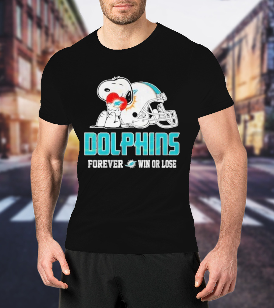 Dolphins Forever Win Or Lose Snoopy Miami Helmet T-Shirt