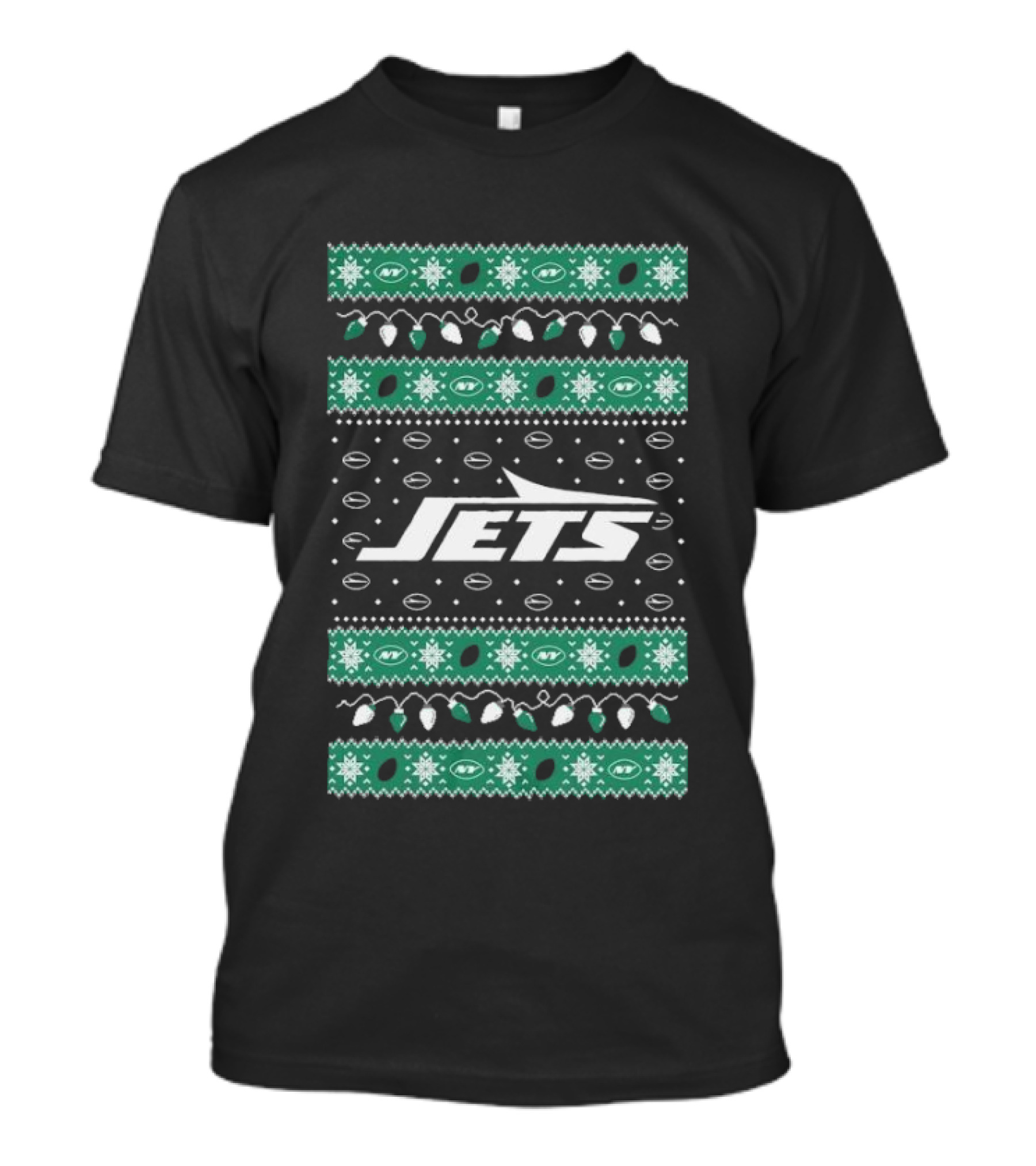 New York Jets Christmas Lights Holiday T-Shirt